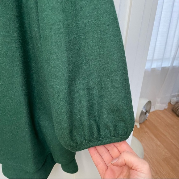 Xiaolizi Handmade Green Wool Tunic Cape Dress Loose Lined Pockets #2065 Size XL - Picture 3 of 13